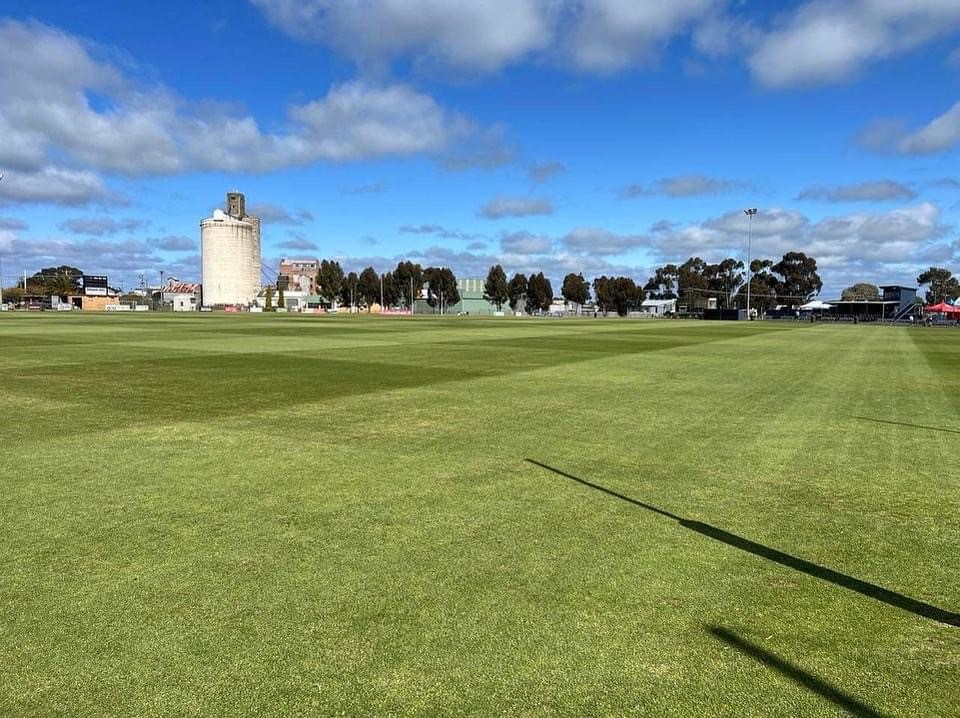 Football oval with green grass